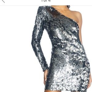 Cosmopolitan Dress the Population One Shoulder Sequin Mini Dress
